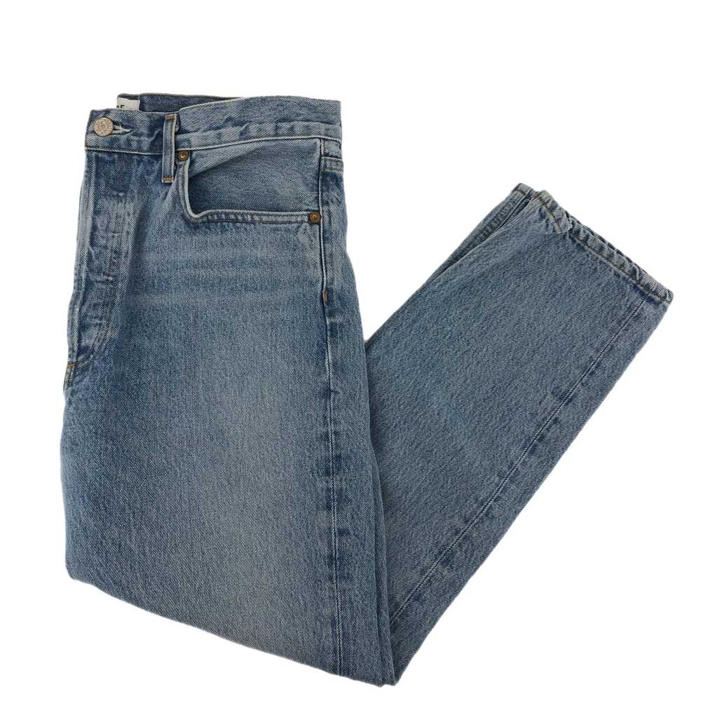 Agolde Blue Mid-Rise Straight Leg Jeans | Light Wash Classic Style